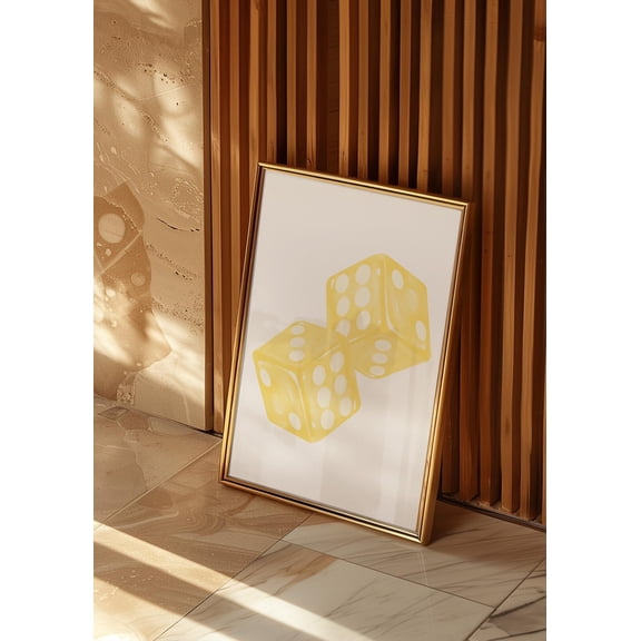 Yellow Dice Poster, Trendy Game Room And Dorm Wall Art