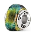 thumbnail image 1 of Yellow Dichroic Glass Triangle Charm .925 Sterling Silver Reflection Beads - QRS1496, 1 of 4