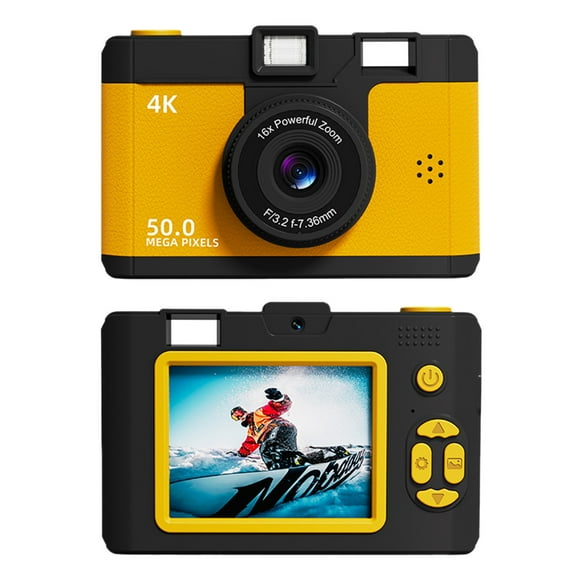 Yellow Digital Camera With 2.4 Inch Screen 16X Zoom Wifi Connectivity 1080P Video For Students Teens