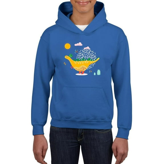 Yellow Dino Hoodie Juniors -Image by Shutterstock,  x-Large