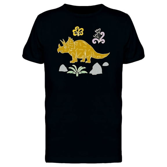 Yellow Dinosaur Abstract Art T-Shirt Men -Image by Shutterstock, Male Small