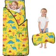 thumbnail image 1 of Yellow Dinosaurs Palms Pattern Teens Toddler Nap Mat with Pillow, Sleeping Mat Bag for Preschool Daycare 60"x20", 1 of 6
