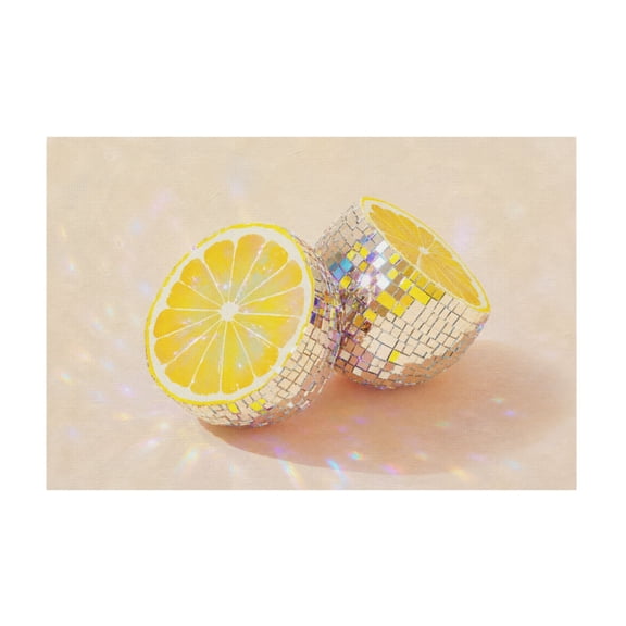 Yellow Disco Lemon Fruit Canvas Wall Art For Bedroom Dorm And Kitchen 12*18in