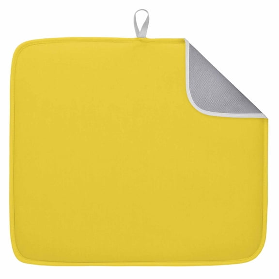 Yellow Dish Drying Mat for Kitchen Counter, Pure Yellow Dish Mat Drying Kitchen Mat for Sink Fridge Drawer Absorbent Dishes Drainer Mats Microfiber Drying Pad 1pcs 16"x18"