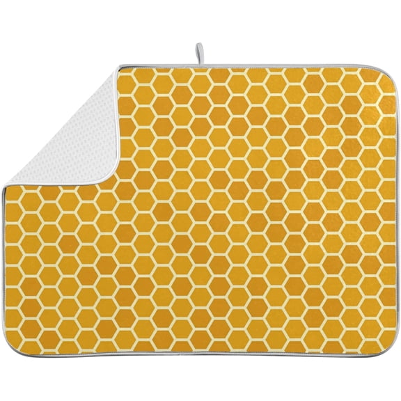 Yellow Dish Drying Mat for Kitchen Counter Yellow Honeycomb Microfiber Dish Mat Absorbent Drying Pad Dish Draining Mat 18 x 16 Inch Medium
