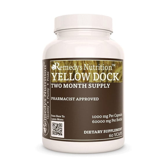 Yellow Dock Root | 1,000 mg, 60 Vegan Capsules Herbal Dietary Supplement
