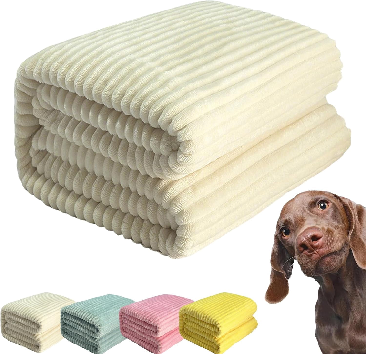 Yellow Dog Blanket, Emotional Support & Security Blanket, Soft & Warm Pet Blanket, Rabbit Fleece Polyester, Cozy & Calming for Dogs & Cats, Indoor & Outdoor Use (Beige, 59.05 * 78.74in)