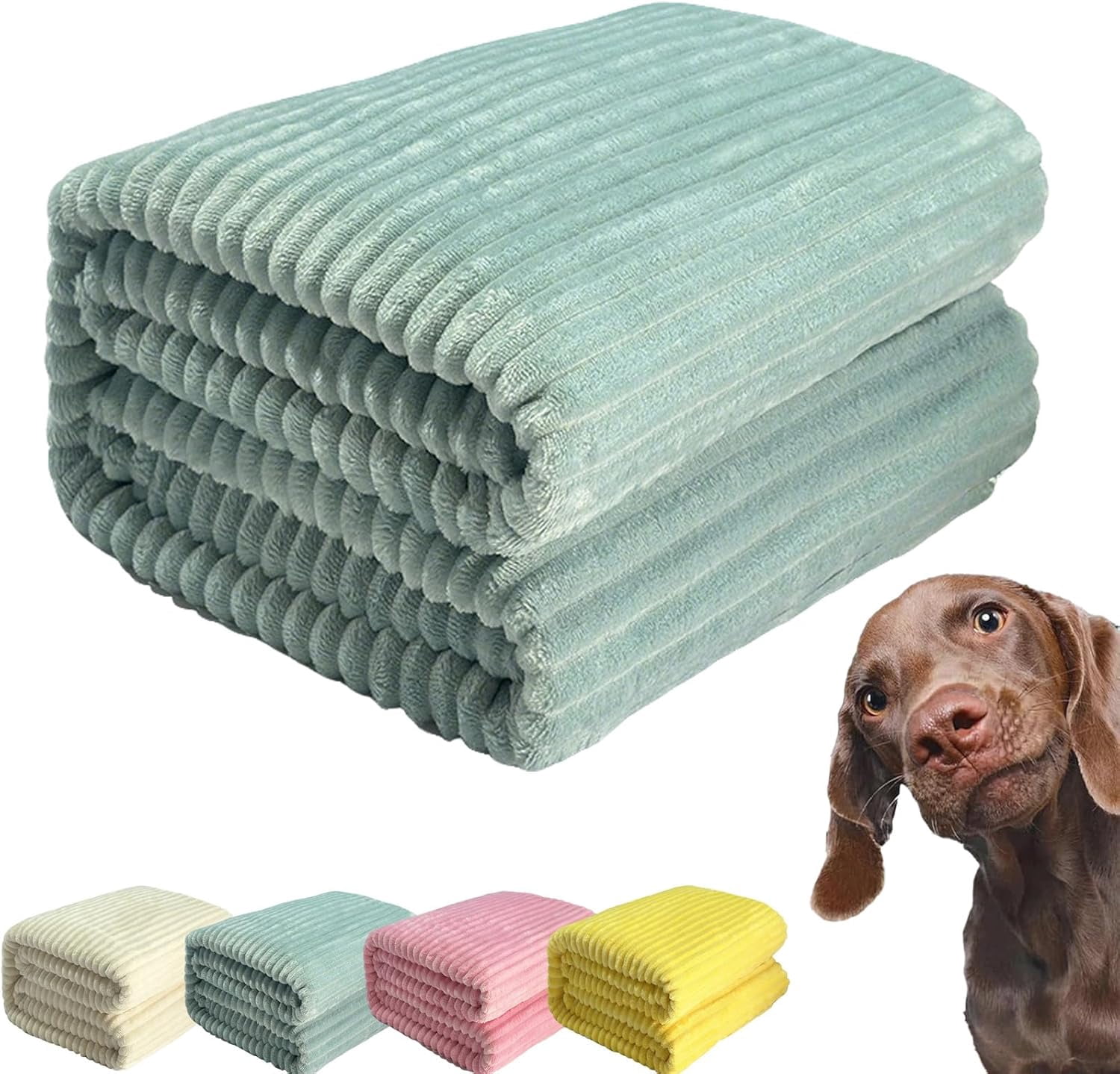 Yellow Dog Blanket, Emotional Support & Security Blanket, Soft & Warm Pet Blanket, Rabbit Fleece Polyester, Cozy & Calming for Dogs & Cats, Indoor & Outdoor Use (Green, 59.05 * 78.74in)