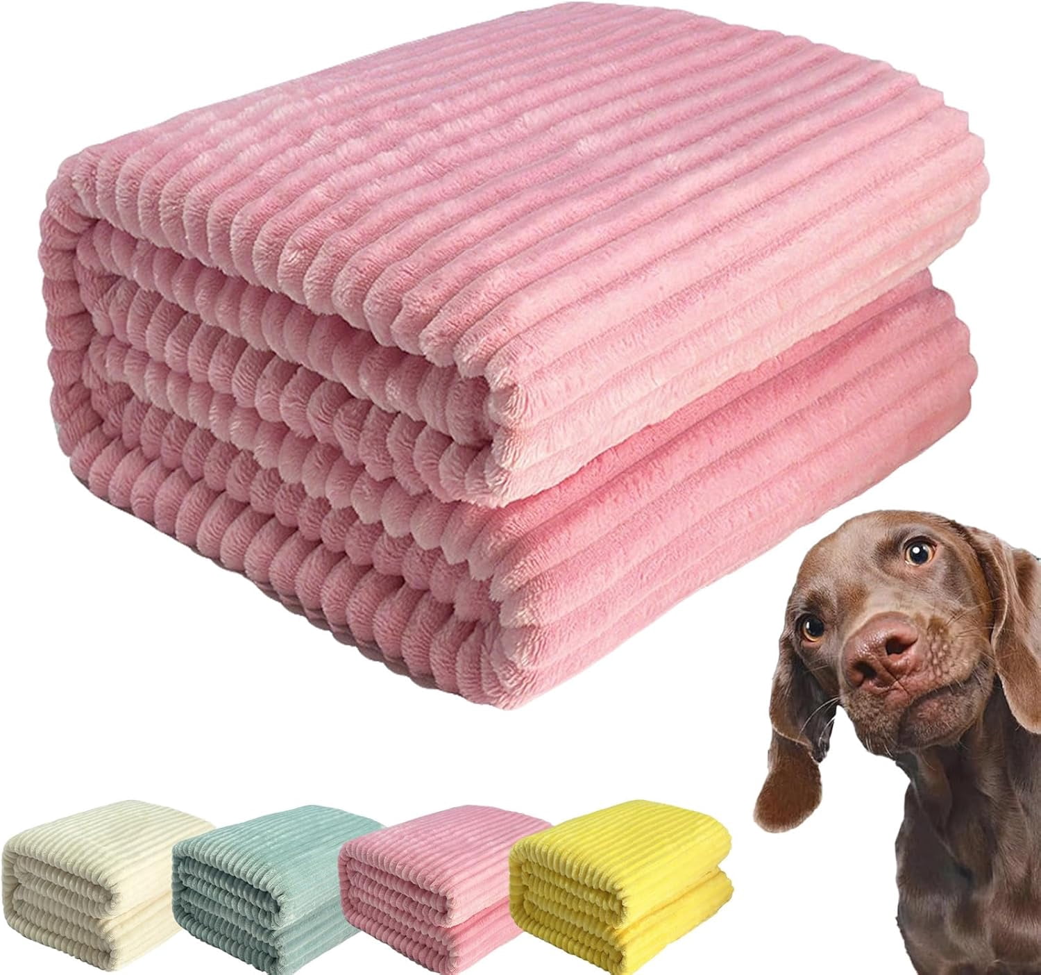 Yellow Dog Blanket, Emotional Support & Security Blanket, Soft & Warm Pet Blanket, Rabbit Fleece Polyester, Cozy & Calming for Dogs & Cats, Indoor & Outdoor Use (Pink, 59.05 * 78.74in)