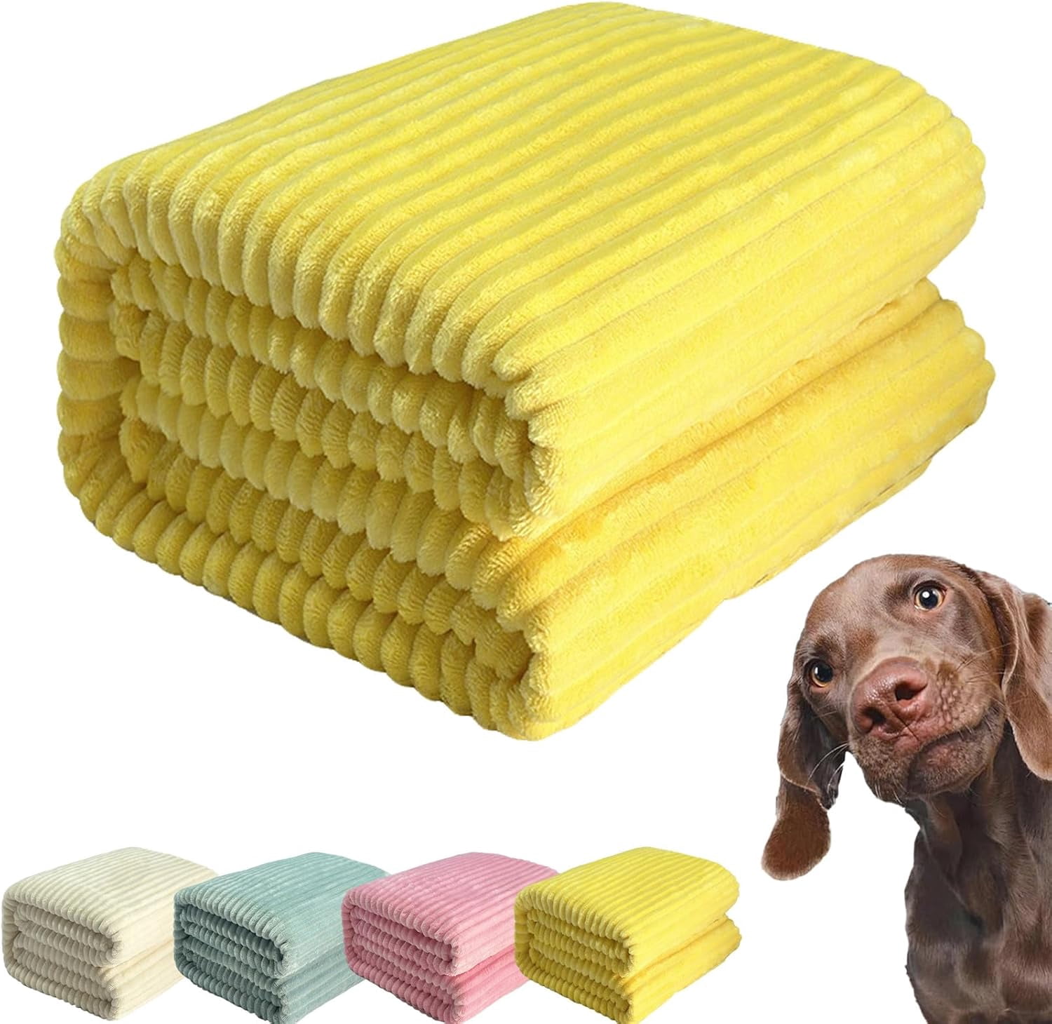 Yellow Dog Blanket, Emotional Support & Security Blanket, Soft & Warm Pet Blanket, Rabbit Fleece Polyester, Cozy & Calming for Dogs & Cats, Indoor & Outdoor Use (Yellow, 27.55 * 39.37in)