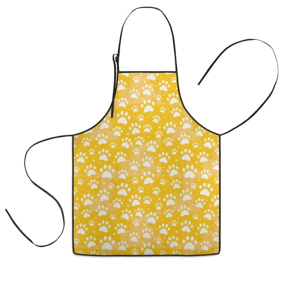 Yellow Dog Paw Footprint Kids Aprons for Girls and Boys,Adjustable Neck Strap Toddler Aprons for Kids Cooking Baking