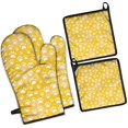 thumbnail image 1 of Yellow Dog Paw Footprint Kitchen Oven Mitt and Pot Holder Sets 4 Pcs for Baking, Cooking and Grilling, Heat Resistant Up To 392 °F, 1 of 7