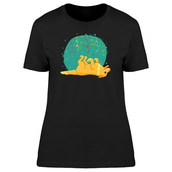 Yellow Dog Playing With Confetti Tee Women's -Image by Shutterstock