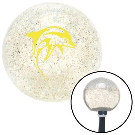 Yellow Dolphin Clear Metal Flake Shift Knob with M16 x 1.5 Insert Shifter Auto Brody