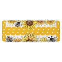 Yellow Dot Sunflower Bee Pattern Kitchen Rug Mat,Kitchen Runner Rugs Non Skid Washable,Decorative Kitchen Floor Mats for Kitchen,Sink,Laundry,17"x47.2"
