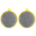 thumbnail image 1 of Yellow Double-Sided Dishwashing Sponge (1.5cm), Reusable Kitchen Cleaning Cloth with Wire Scrubber, 1 of 9