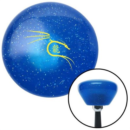 Yellow Dragon Symbol Blue Retro Metal Flake Shift Knob with M16 x 1.5 Insert Auto Brody