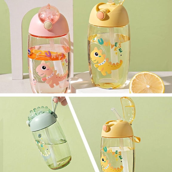 Yellow Drinking Cup New Space Cup Portable Cup Anti-Fall Out Of The Straw Cup Children'S Drinking Cup Dinosaur Water Cup