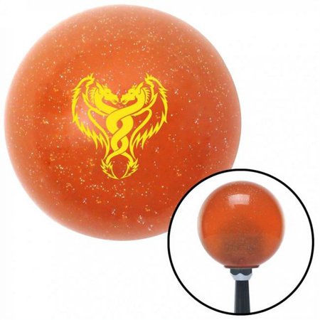 Yellow Dual Dragons Orange Metal Flake Shift Knob with M16 x 1.5 Insert Shifter