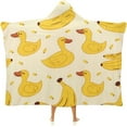 thumbnail image 1 of Yellow Duck And Bananas Wearable Hooded Blanket Fleece Throw Blanket Cloak Wrap for Adults Winter, 1 of 6