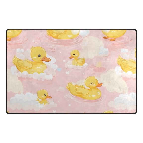 Yellow Duck Cloud Pattern Memory Foam Area Rug 31"x20" Non Slip, Absorbent, Fade Proof for Living Room, Bedroom, Office