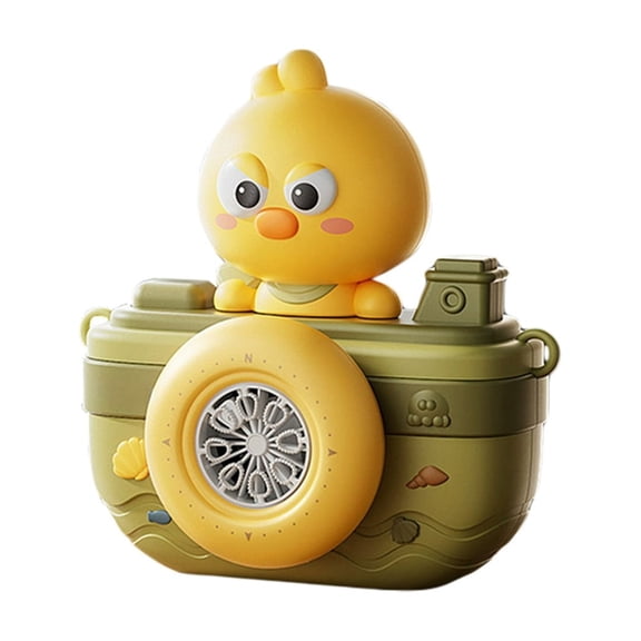 Yellow Duck Handheld Bubble Camera Machine Kit – Includes 2Pcs Bubble Solution Rechargeable With Lights & Leak-Proof Design(Yellow-14.5X7.5X15Cm)