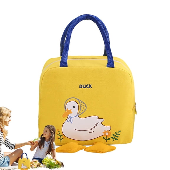 Yellow Duck Insulated Lunch Bag Wear Resistant Tote, Smooth Zipper Thermal Box, Meal Prep Pouch Container for Students Office Work(RL)
