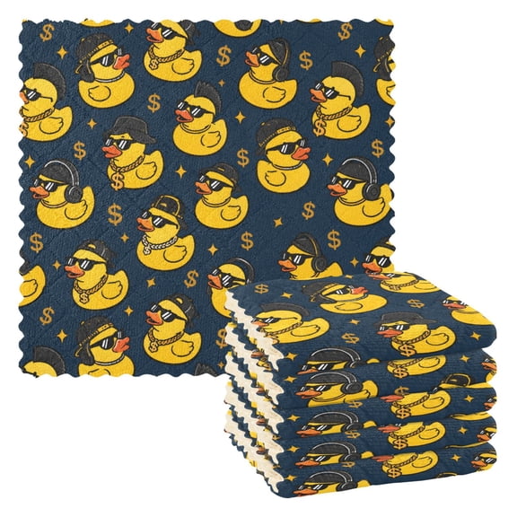 Yellow Duck Kitchen Cloth Dish Towels for Drying Washing Absorbent Dish Rags Reusable soft kitchen dishcloth set 6 Pack