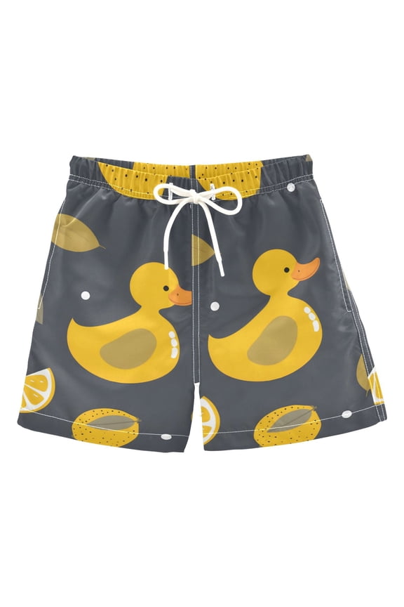 Yellow Duck Leaf Lemon Boys' Swim Trunks Board Shorts Beach Pants Bathing Bottoms XS