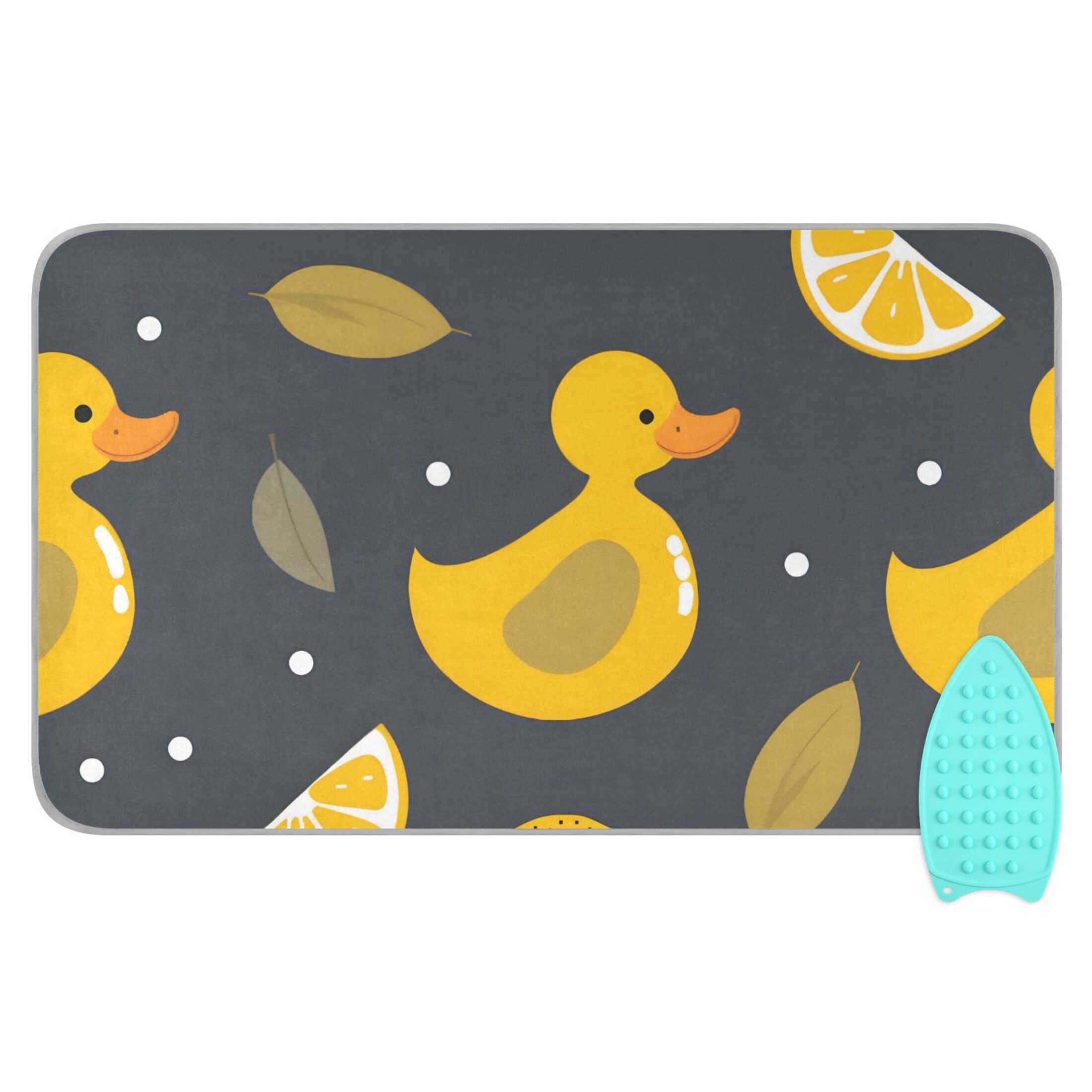 Yellow Duck Leaf Lemon Ironing Mat Blanket Portable Travel Ironing Pad Heat Resistant Pad 47.2" x 27.6”
