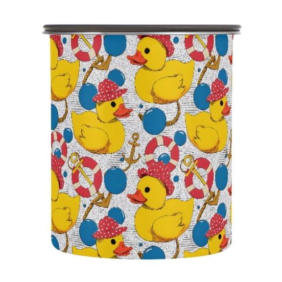 Yellow Duck Lifebuoy Airtight Coffee Bean Canister 30oz Food Storage Containers with Lids For Gournd, Tea, Sugar, Flour, Rice, Cereal, Candy Cookie Jar
