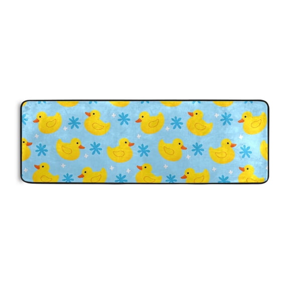 Yellow Duck Pattern Runner Rug 24x72 Inch Cushioned Non Slip Soft Absorbent Floor Mat