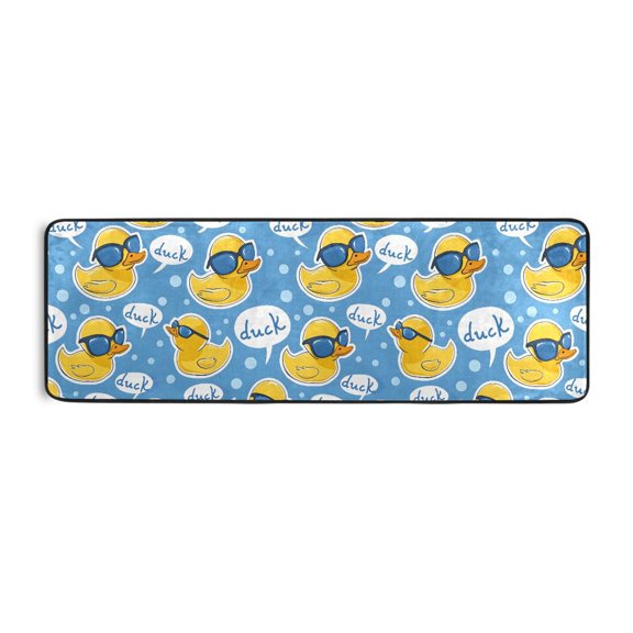 Yellow Duck Pattern Runner Rug 24x72 Inch Cushioned Non Slip Soft Absorbent Floor Mat