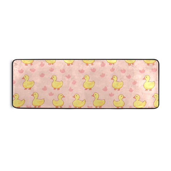 Yellow Duck Pattern Runner Rug 24x72 Inch Cushioned Non Slip Soft Absorbent Floor Mat