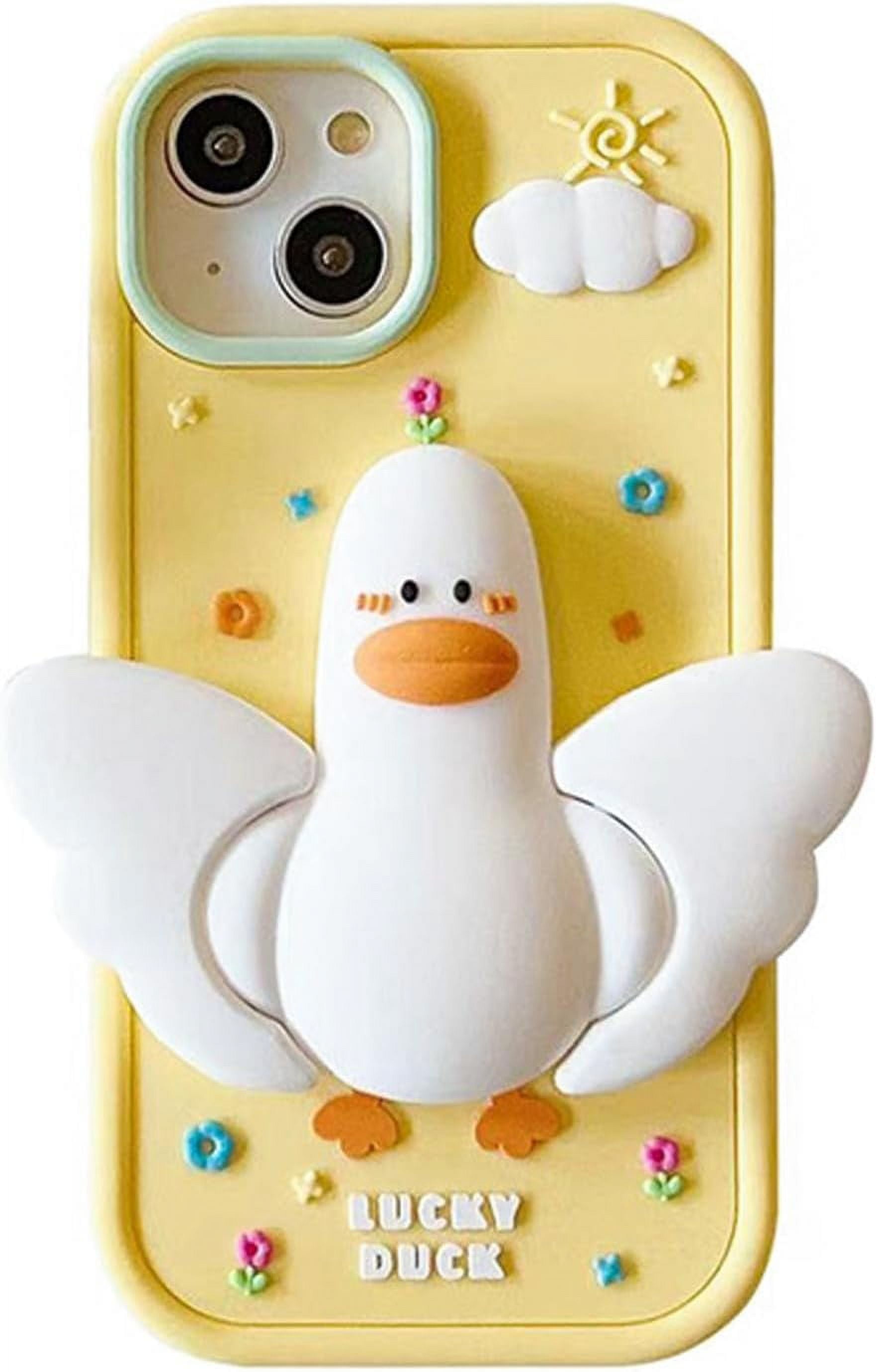 Yellow Duck Phone Case Compatible with iPhone 12 Pro Max, Cute 3D Korea  Dopamine Cartoon Duck Case with Duck Wings Folding Stand Shockproof  Silicone Soft Case - Walmart.com