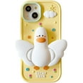 thumbnail image 1 of Yellow Duck Phone Case Compatible with iPhone 14/15, Cute 6D Korea Dopamine Cartoon Duck Case with Duck Wings Folding Stand Shockproof Silicone Soft Case, 1 of 12