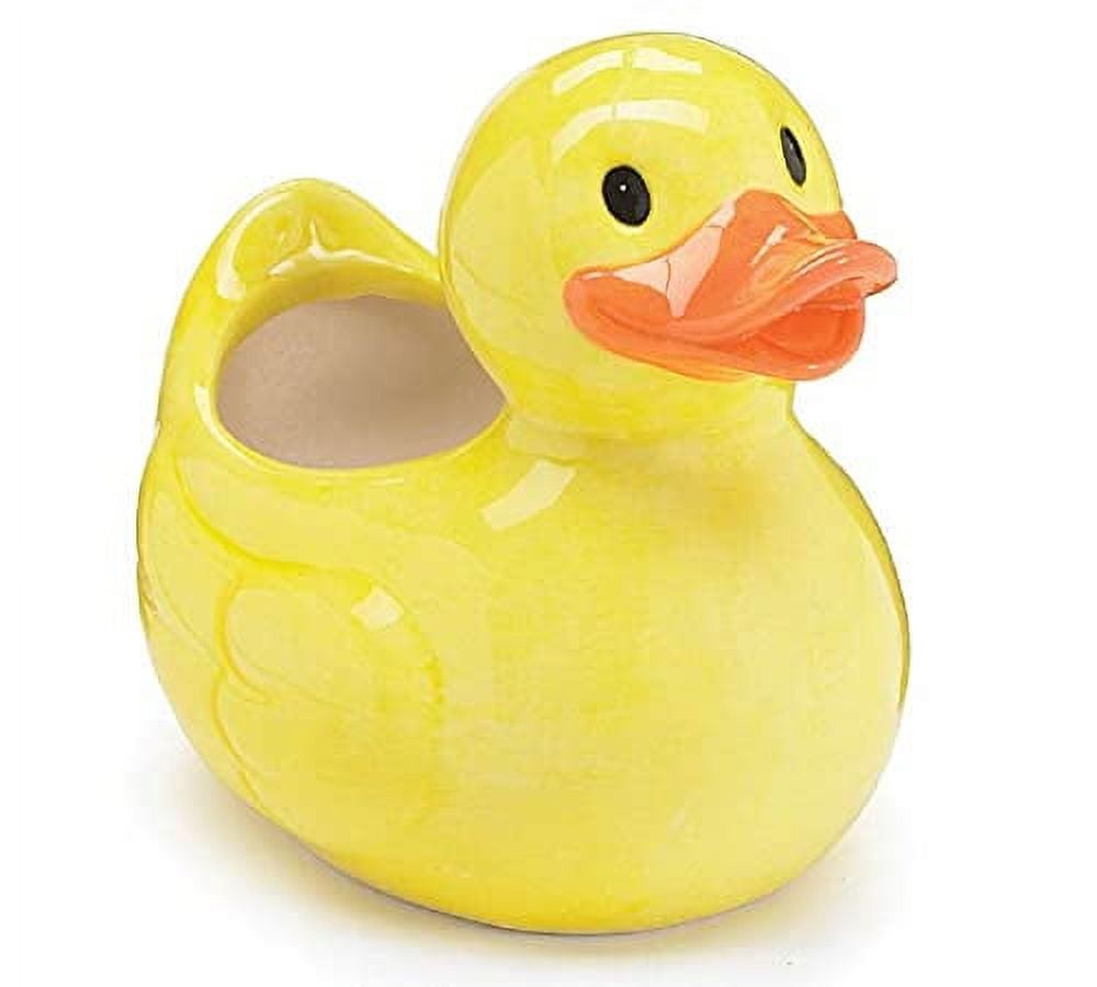 Yellow Ceramic Duck Novelty Indoor Planter Pot