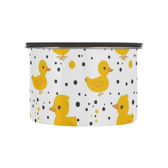 Yellow Duck Polka Dot Airtight Coffee Bean Canister 17oz Food Storage Containers with Lids For Gournd, Tea, Sugar, Flour, Rice, Cereal, Candy Cookie Jar