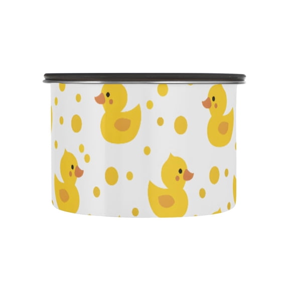 Yellow Duck Polka Dot Airtight Coffee Bean Canister 17oz Food Storage Containers with Lids For Gournd, Tea, Sugar, Flour, Rice, Cereal, Candy Cookie Jar