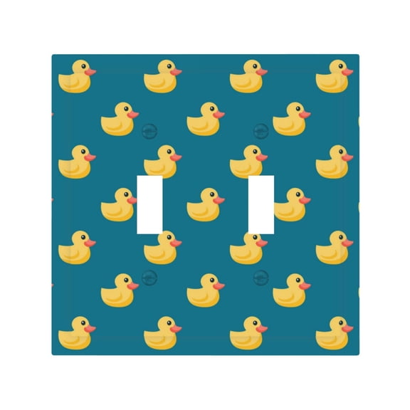 Yellow Duck Rubber Ducks 2 Gang Switch Wall Plate Decorative Double Toggle Cover with 4 Painted Screws for Home & Commercial Use