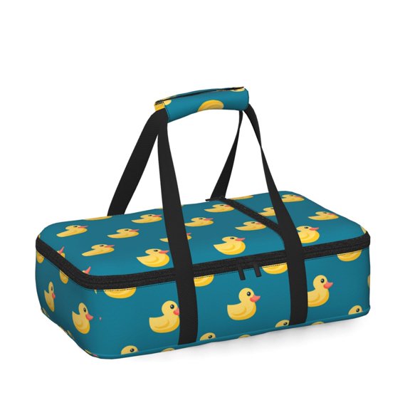 Yellow Duck Rubber Ducks Insulated Casserole Carrier for Hot Cold Food, Bakeware Potluck Thermal Lunch Bag for Lasagna, Parties, Tailgating