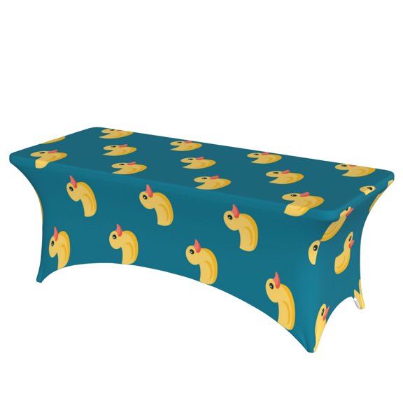 Yellow Duck Rubber Ducks Stretch Rectangular Table Cover 6FT Elastic Fitted Tablecloth for Parties, Weddings, Banquets