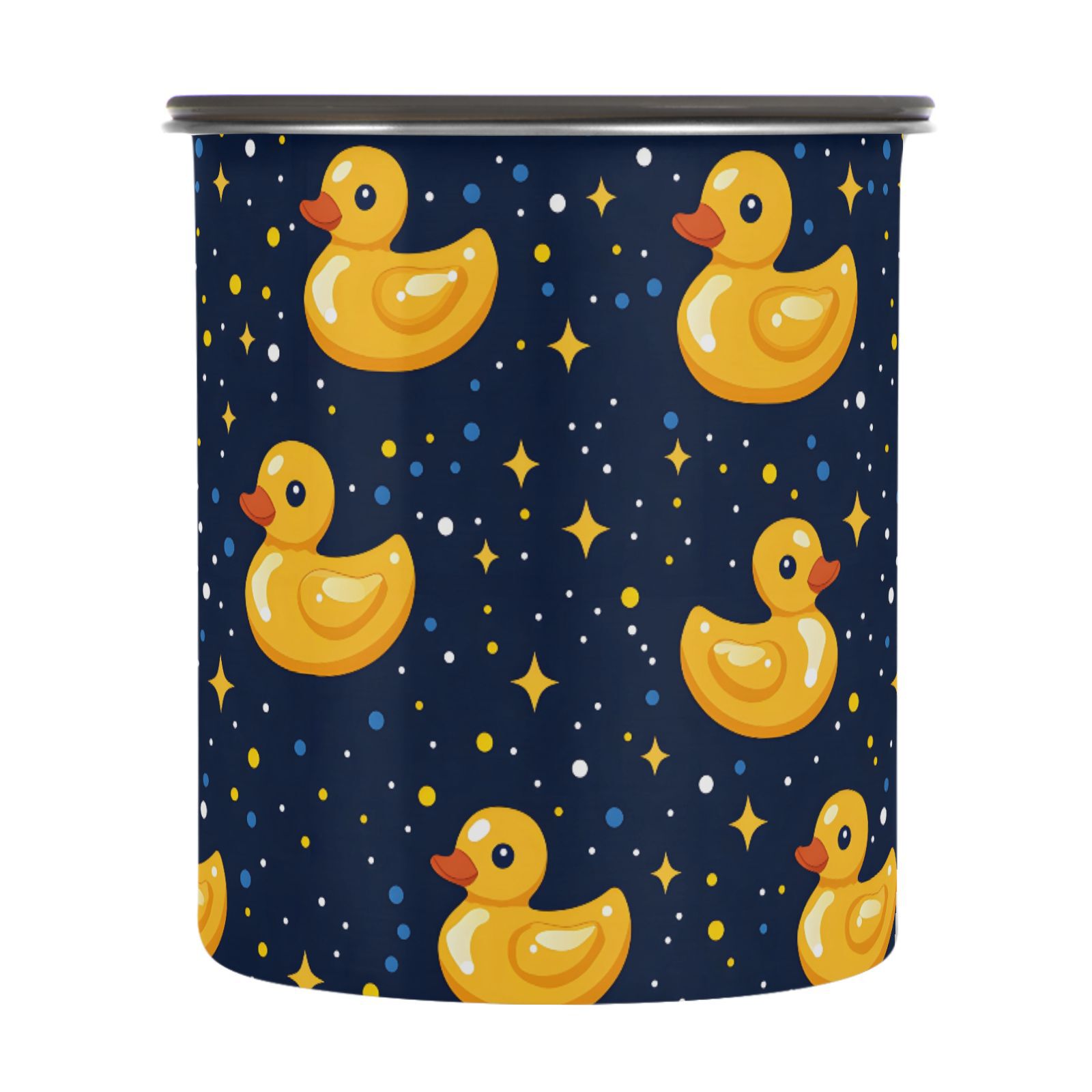 Yellow Duck Stars Airtight Coffee Bean Canister 30oz Food Storage Containers with Lids For Gournd, Tea, Sugar, Flour, Rice, Cereal, Candy Cookie Jar
