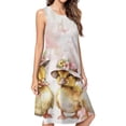 thumbnail image 1 of Yellow Duck With Flowers On Head Spring Summer Dresses For Women Fashion Dress Casual Sleeveless Loose Sundress With Pockets, 1 of 4