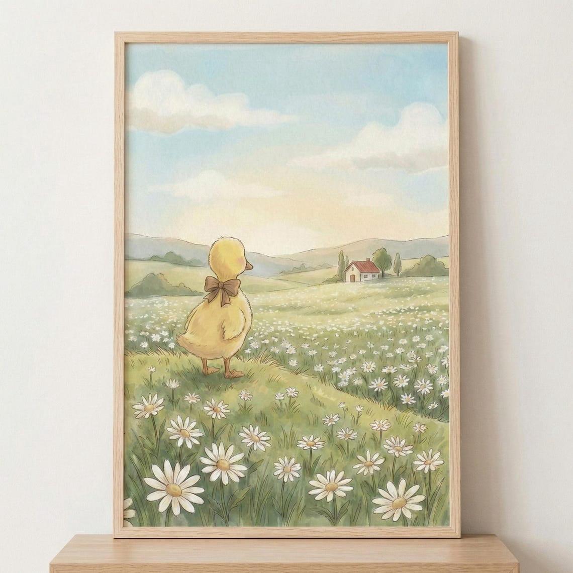 Who Is Randy Gerber Yellow Duckling Among Meadow Daisies Wall Art Print, Cottagecore ...