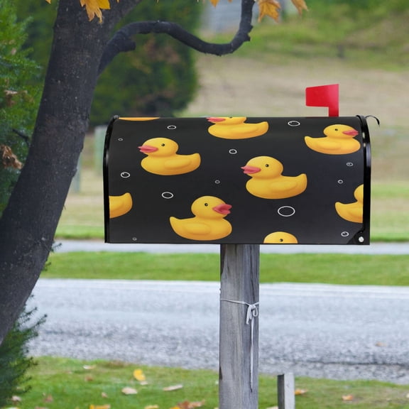 Yellow Ducks Cute Hand Painted Bubbles Magnetic Mailbox Cover Rust Protection Yard Decor 20.7" x 18.03"