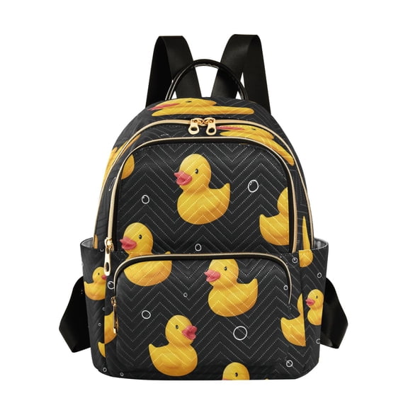 Yellow Ducks Cute Hand Painted Bubbles Quilted Backpack Fashion Daypack Commuter Bag for Women 8.5 L
