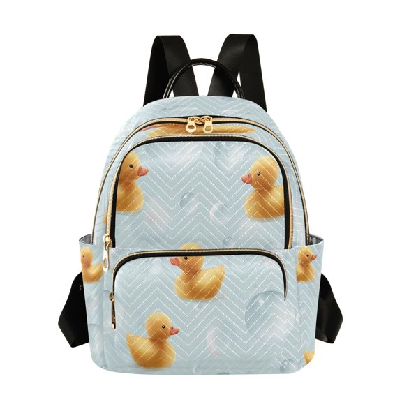 Yellow Ducks Swimming Bubbles Quilted Backpack Fashion Daypack Commuter Bag for Women 8.5 L