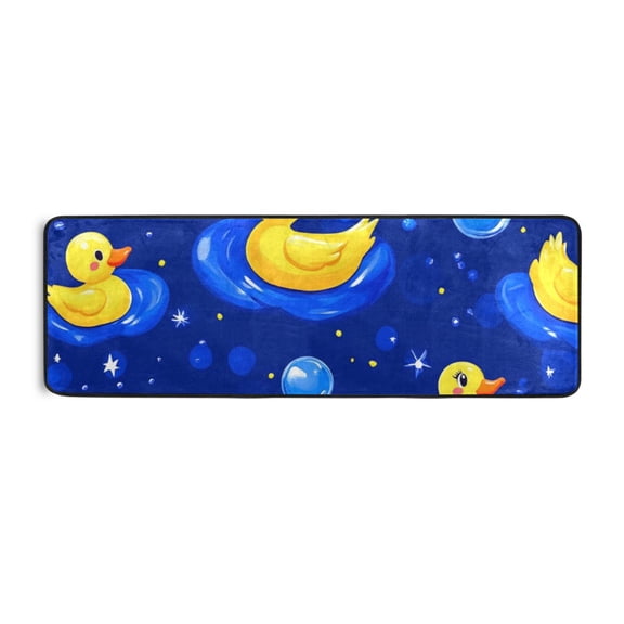 Yellow Ducks and Bubbles Runner Rug for Hallways Kitchen Non Slip 2'x 6' Washable Hall Carpet for Bedroom Entryway Laundry Room