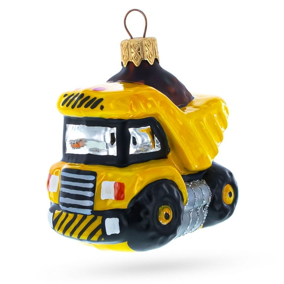 Construction Dump Truck Glass Christmas Ornament